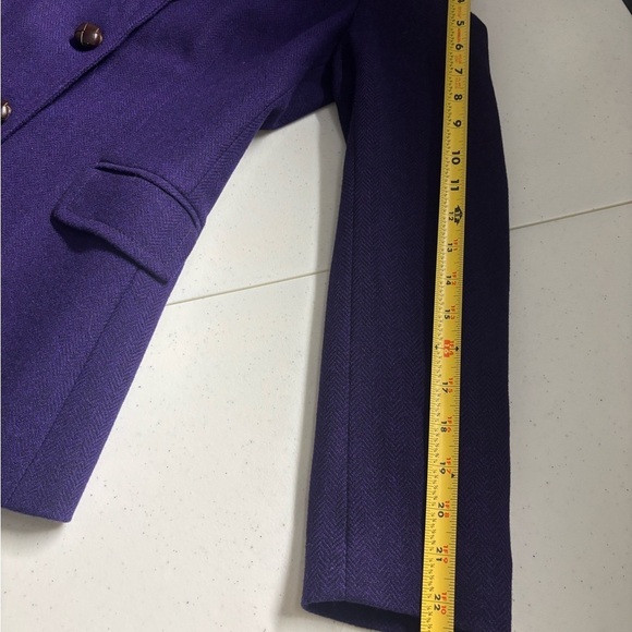 J.Crew size 2 Wool Herringbone Hack-ing Blazer Jacket Dark Purple (flaw) - Picture 13 of 15